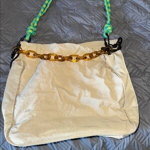 Cream Shoulder Bag with Chain Detail